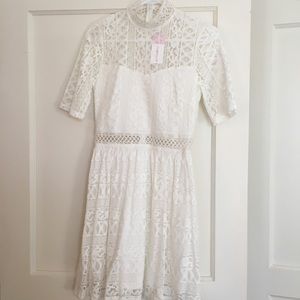 Just Me white turtle neck lace dress SZ S